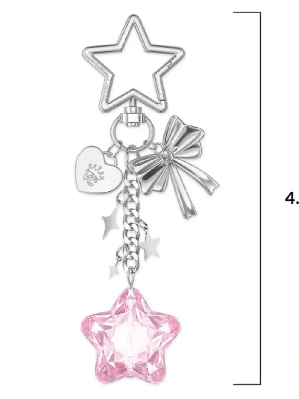 NWT Velvet Caviar Silver Tone Bow & Pink Star Keychain / Bag Charm